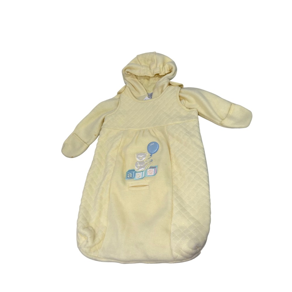 VTG Baby UR It Quilted Bunting Bag Hooded Sleep Sack Yellow Bear 6/9M